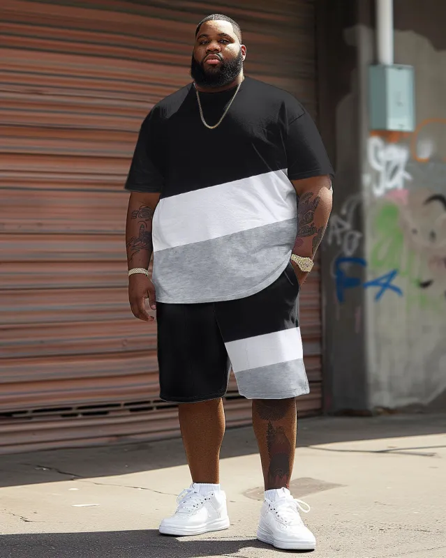 Casual Colorblock Big & Tall Men's Short Sleeve T-shirt Shorts Set sold by Biggmans