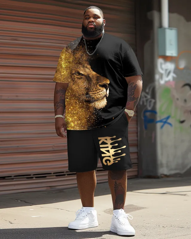 Men's Plus Size Black Lion King T-Shirt Shorts Suit sold by Biggmans