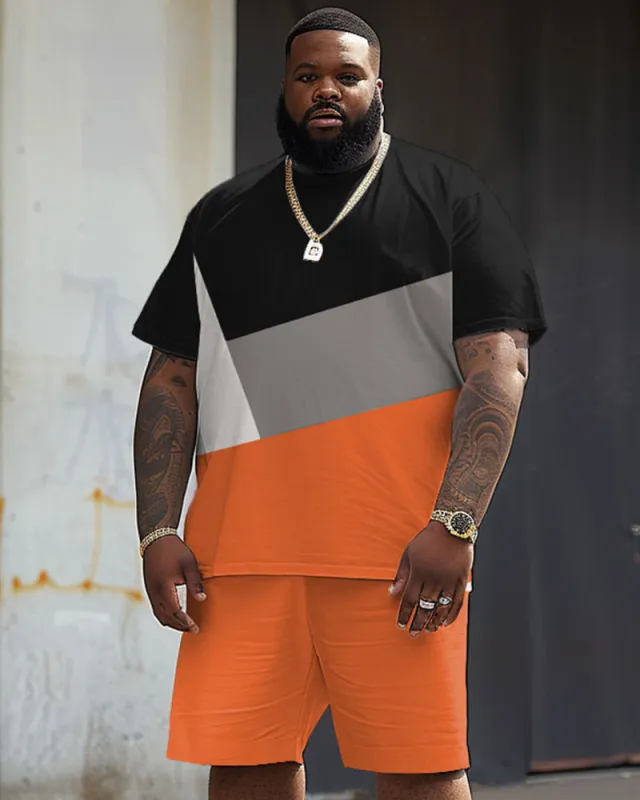 Street Casual Colorblock Large Men's Short Sleeve T-Shirt & Shorts Set sold by Biggmans