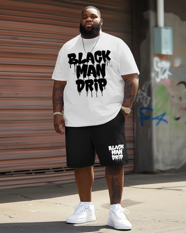 Men's Big & Tall Black Man Drip T-Shirt Shorts Set sold by Biggmans