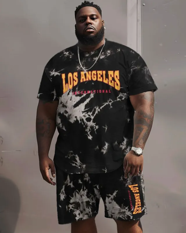 Street Hip Hop Alphabet Print Black Big & Tall Men's Set sold by Biggmans