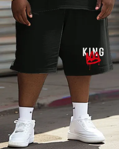 Big & Tall Guy's Casual Graffiti Crown King Alphabet Print T-Shirt Shorts Set sold by Biggmans product image thumbnail 4