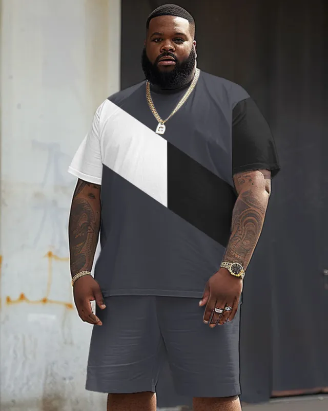 Street Casual Gray Colorblock Printed Large Men's Set sold by Biggmans