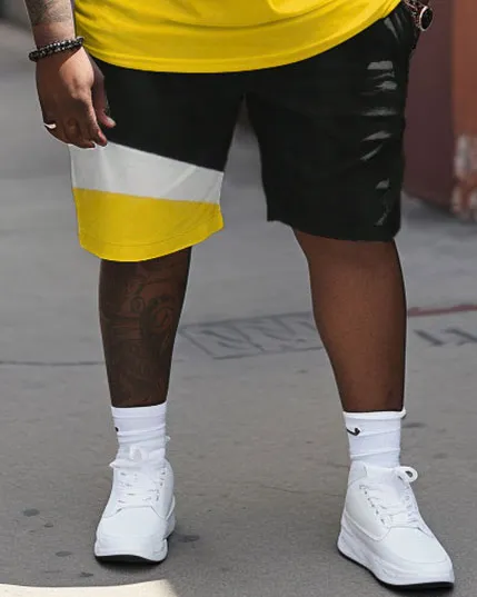 Men's Large Size Simple Patchwork Fashion Street T-shirt & Shorts Set sold by Biggmans product image thumbnail 3