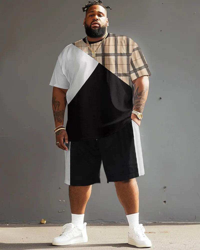 Street Casual Black And White Classic Plaid Print Big & Tall Men's Set sold by Biggmans product image thumbnail 2