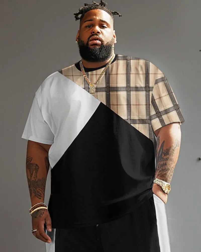 Street Casual Black And White Classic Plaid Print Big & Tall Men's Set sold by Biggmans product image thumbnail 3