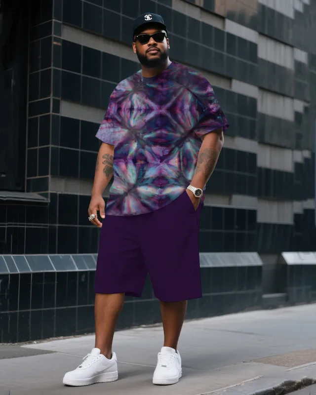 Men's Plus Size Tie-dye Round Neck T-shirt Shorts Suit sold by Biggmans