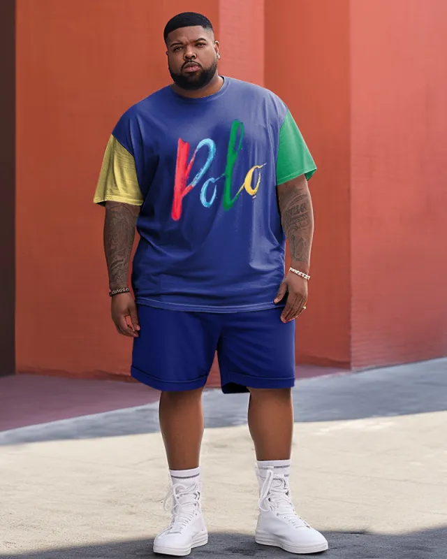 Men's Big & Tall Splicing Polo Printed Two-Piece Set sold by Biggmans