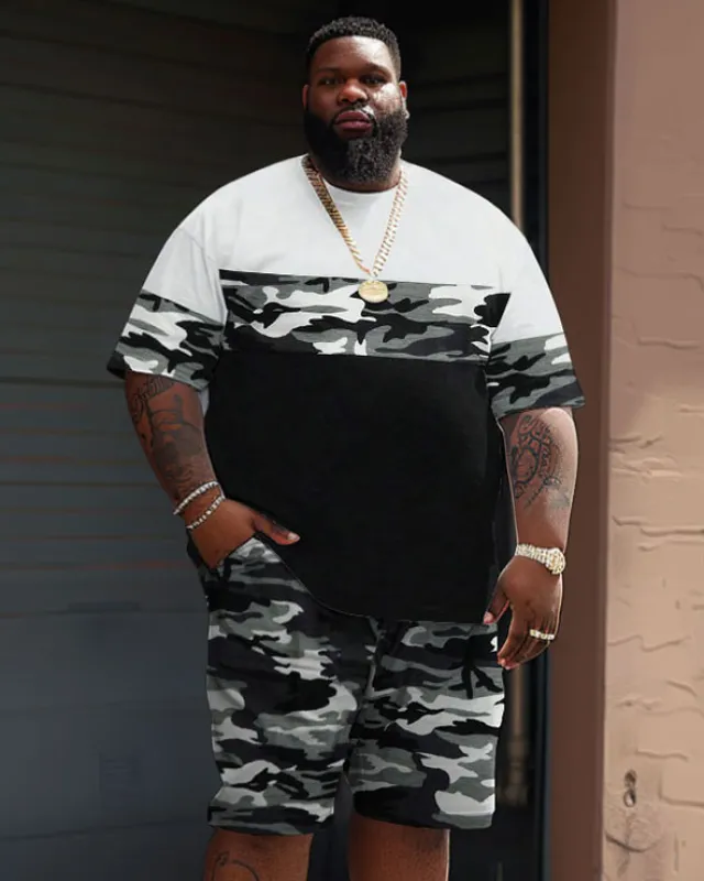 Street Casual Camouflage Patchwork Printed Large Men's Set sold by Biggmans