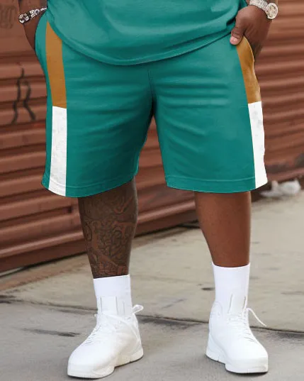 Men's Large Size Contrasting Color Patchwork T-shirt & Shorts Two-piece Set sold by Biggmans product image thumbnail 3