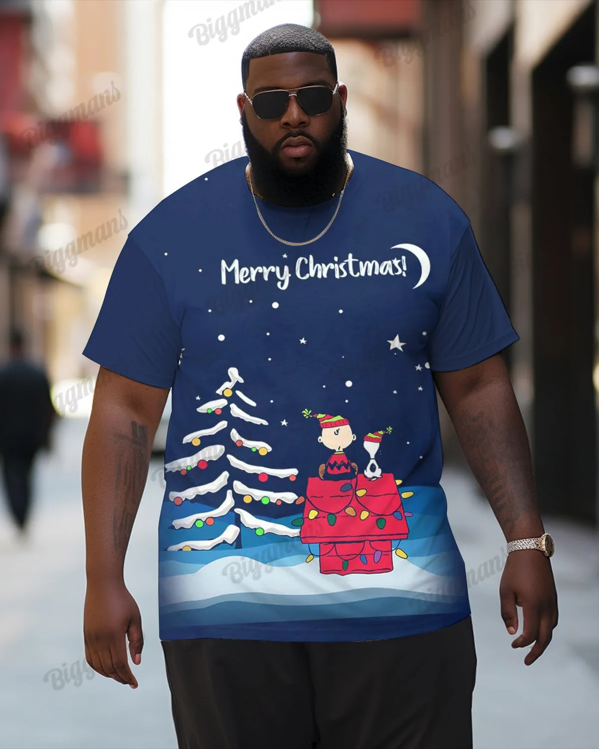 Big Men's Christmas Holiday Cartoon T-Shirt Shorts Set sold by Biggmans product image thumbnail 2