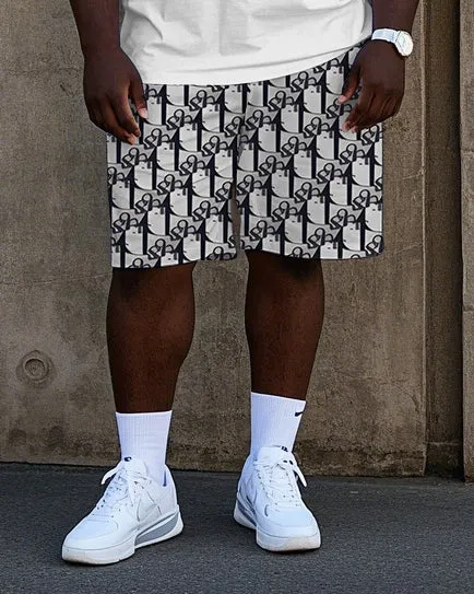 Big Men's Regular Geometric Pattern Letter Printed Short Sleeve Polo Shirt Shorts Set sold by Biggmans product image thumbnail 3