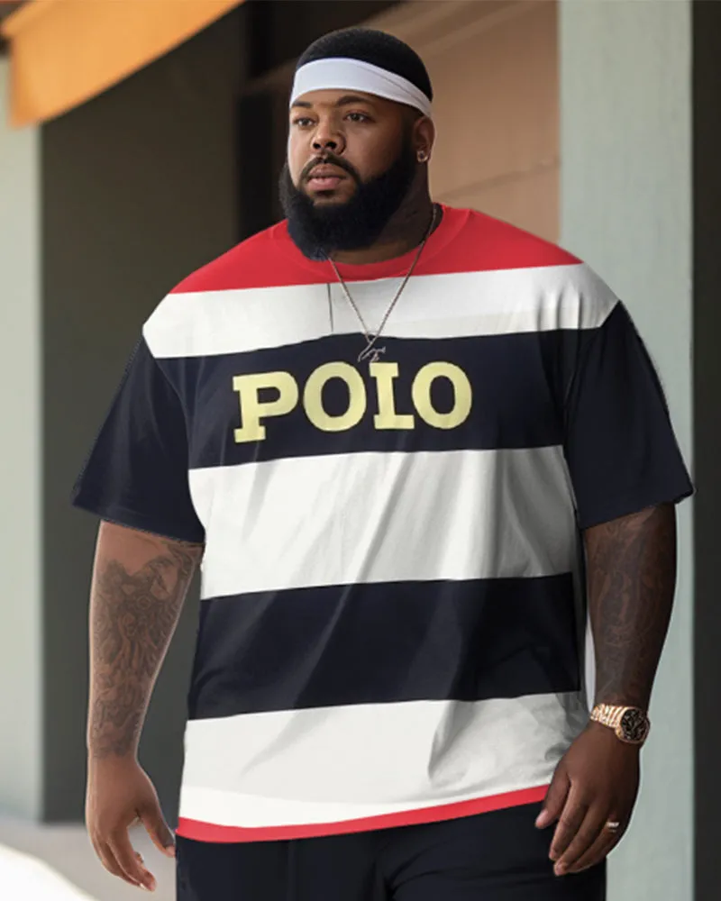 Men's Plus Size Striped Color Block Two-Piece Set sold by Biggmans product image thumbnail 2