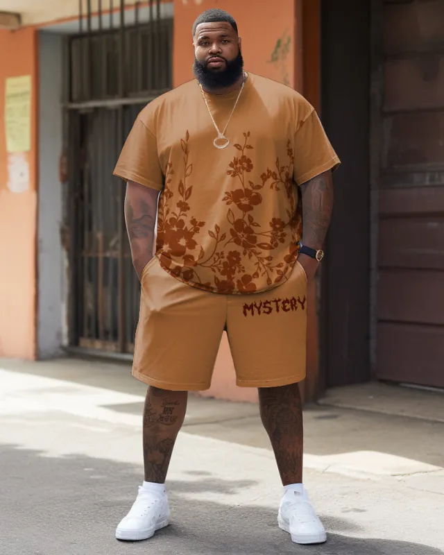 Advanced Color Sense Retro Flower Vine Pattern T-shirt Shorts Set Big & Tall Men's sold by Biggmans