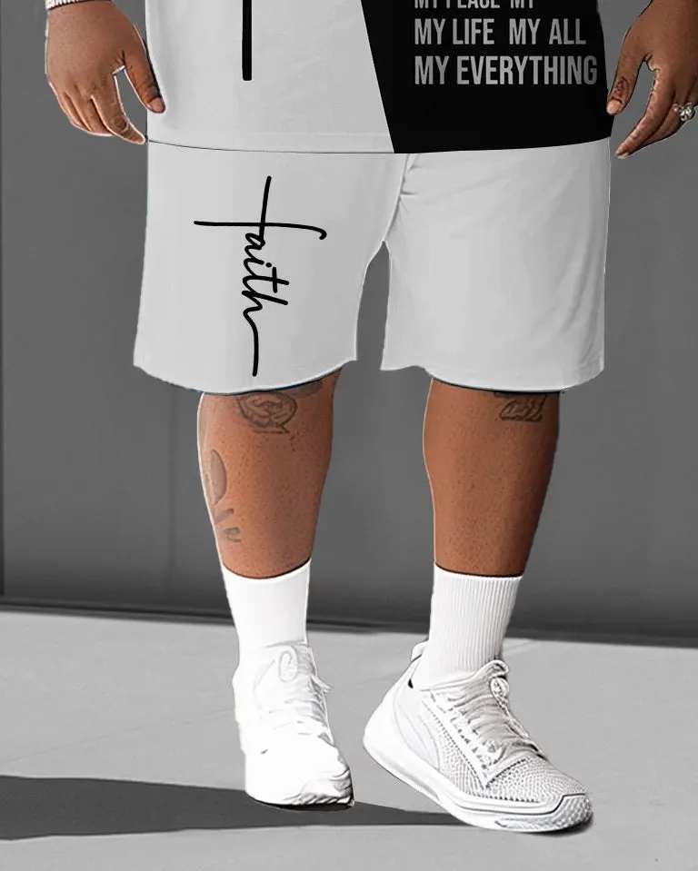 Men's Plus Size Jesus Faith Contrast Color Short Sleeve T-Shirt Shorts Suit sold by Biggmans product image thumbnail 3