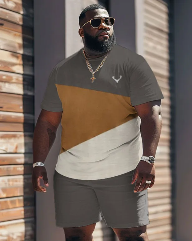 Street Casual Colorblock Printed Gray Large Men's Set sold by Biggmans