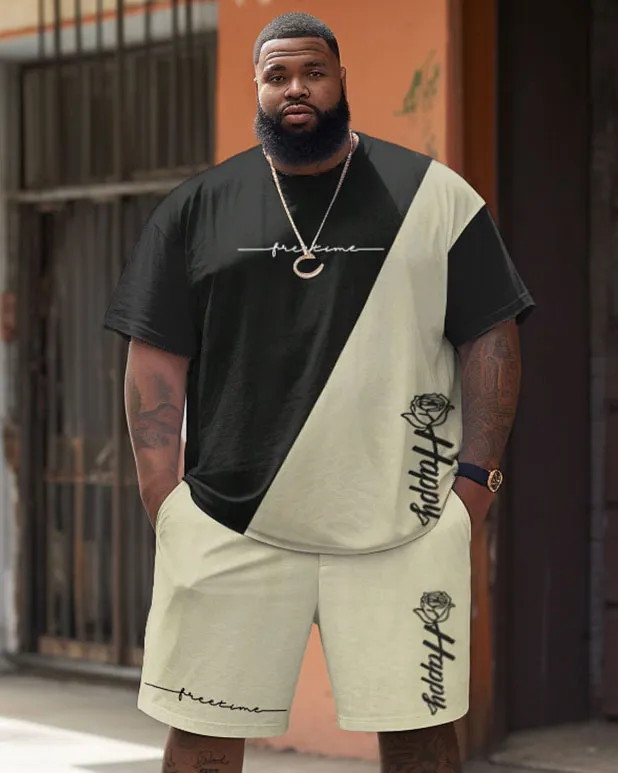 Street Casual Colorblock Rose Print Large Men's Set sold by Biggmans