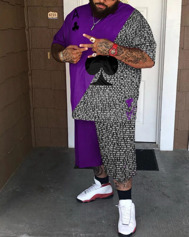 Men's Plus Size Poker Colorblock ACE Two-Piece Set sold by Biggmans