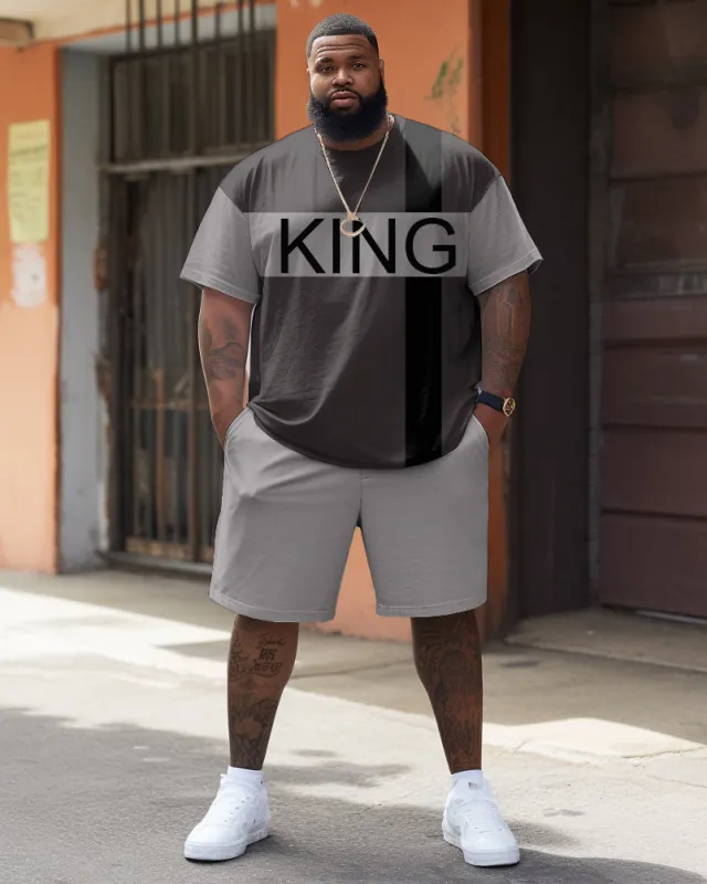 Simple Colorblock T-shirt Shorts Set Men's Big and Tall sold by Biggmans