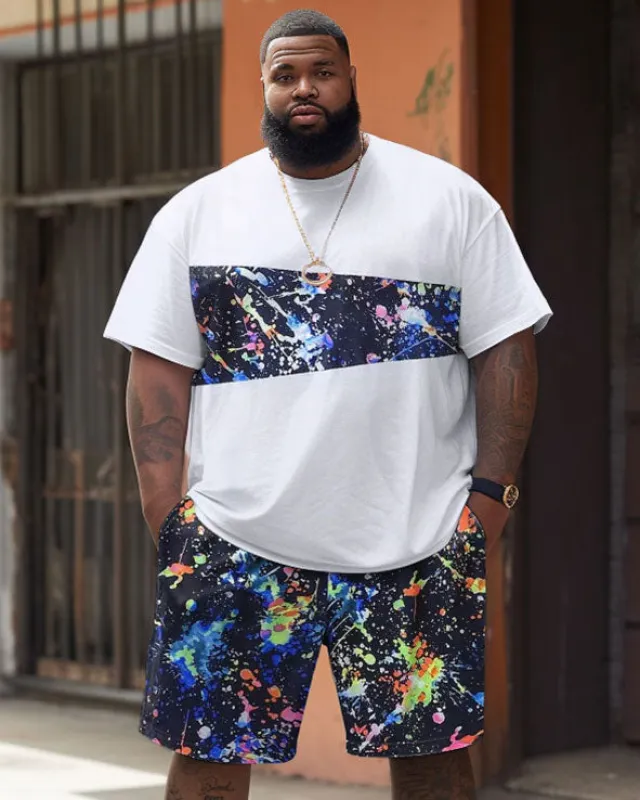 Street Cool Starry Sky Patchwork Printed Large Men's Set made by Biggmans