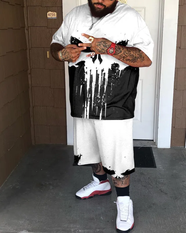 Men's Big & Tall Skull Loose Fit Short Sleeve T-shirt and Shorts Set sold by Biggmans