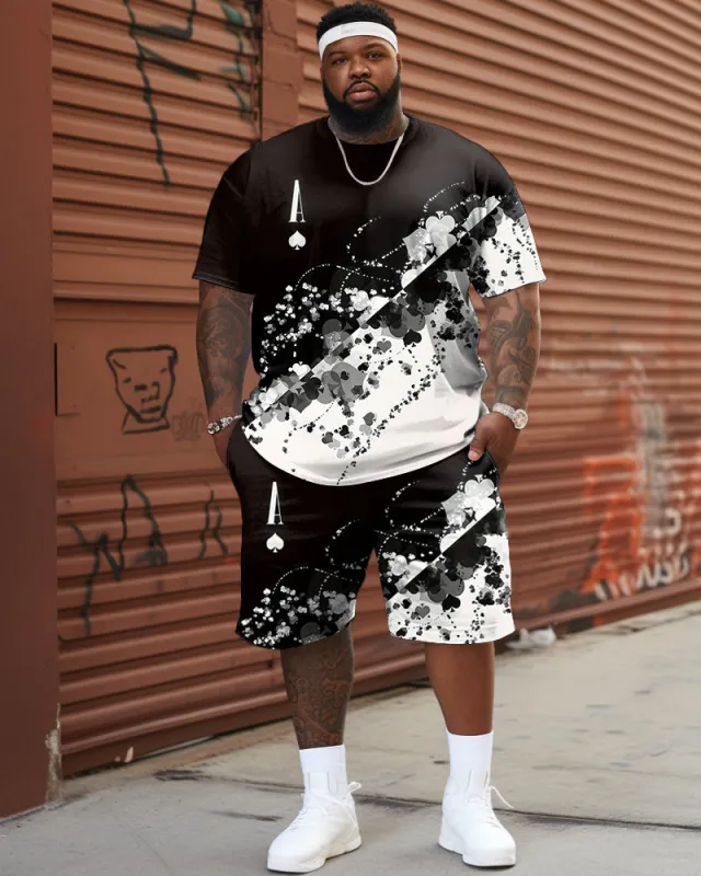 Street Casual Contrast Color Heart A Irregular Print Big Men's Set sold by Biggmans