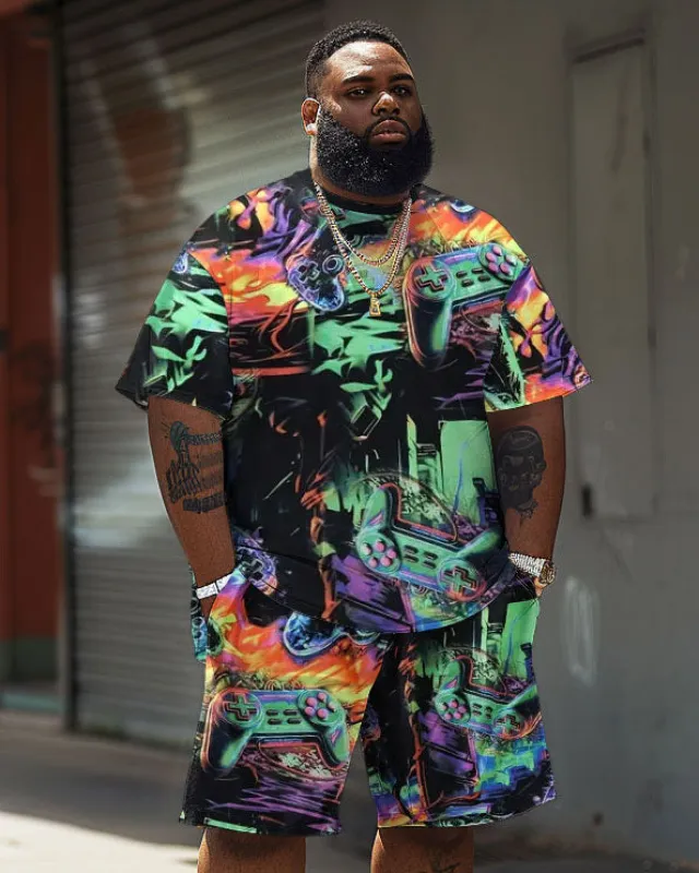 Street Style Colorful Game Printed Big Guy's Set sold by Biggmans