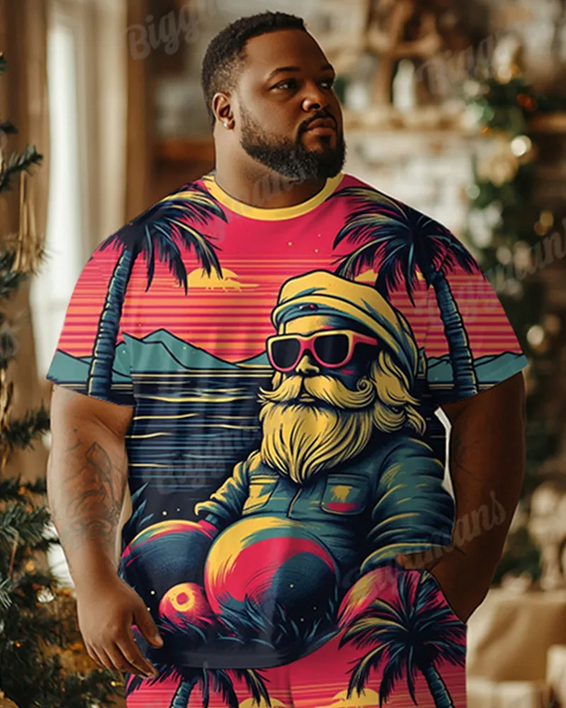 Big Men's Santa Claus Red Hawaiian Holiday Print T-Shirt Shorts Set sold by Biggmans product image thumbnail 2