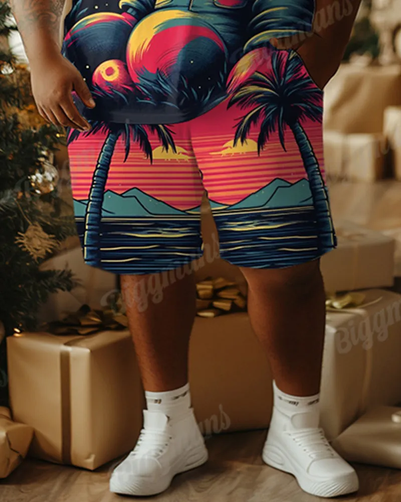 Big Men's Santa Claus Red Hawaiian Holiday Print T-Shirt Shorts Set sold by Biggmans product image thumbnail 3