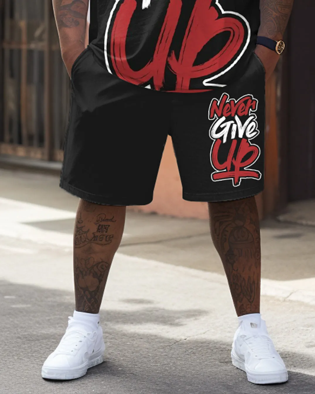 Street Inspirational Never Give Up Letter Print Large Men's Set sold by Biggmans product image thumbnail 4