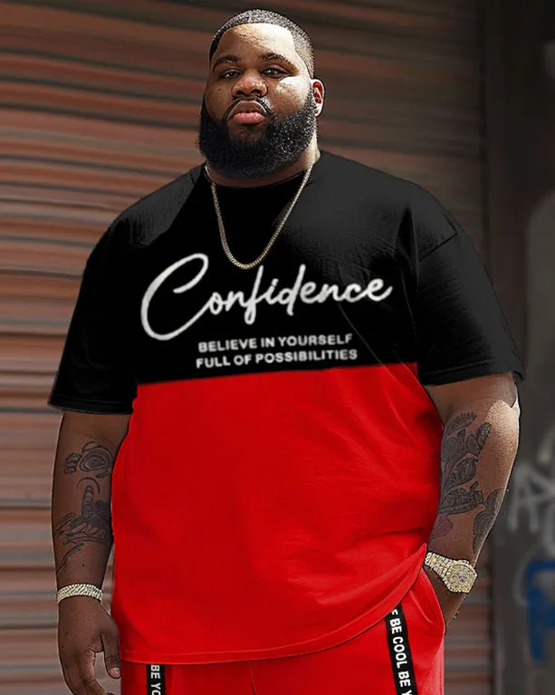 Street Casual Red Contrast Confidence Letter Print Big Men's Set sold by Biggmans product image thumbnail 2