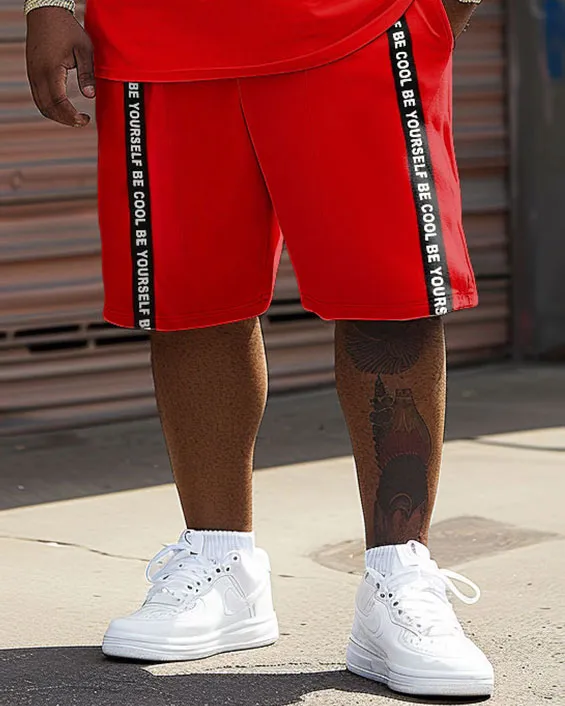 Street Casual Red Contrast Confidence Letter Print Big Men's Set sold by Biggmans product image thumbnail 3