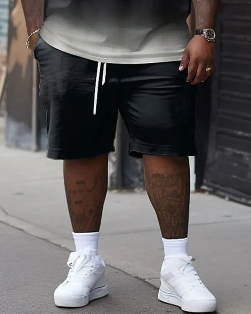 Big Build Men's Casual Simple Gradient Short Sleeve Shorts Set sold by Biggmans product image thumbnail 3