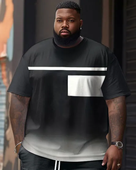 Big Build Men's Casual Simple Gradient Short Sleeve Shorts Set sold by Biggmans product image thumbnail 2