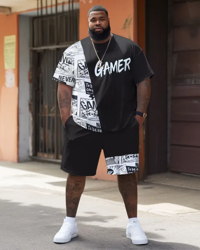Street Casual Irregular Letter Stitching Printing Big Men's Set sold by Biggmans