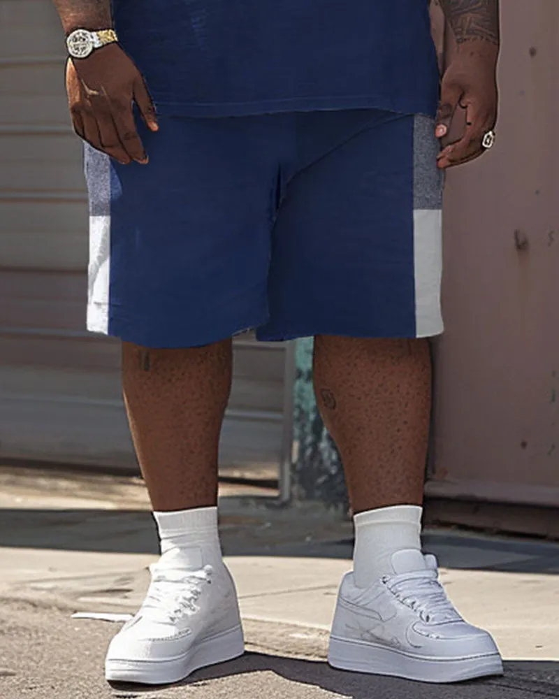 Men's Big & Tall Casual Simple Color-block Printed T-shirt Shorts Set sold by Biggmans product image thumbnail 3