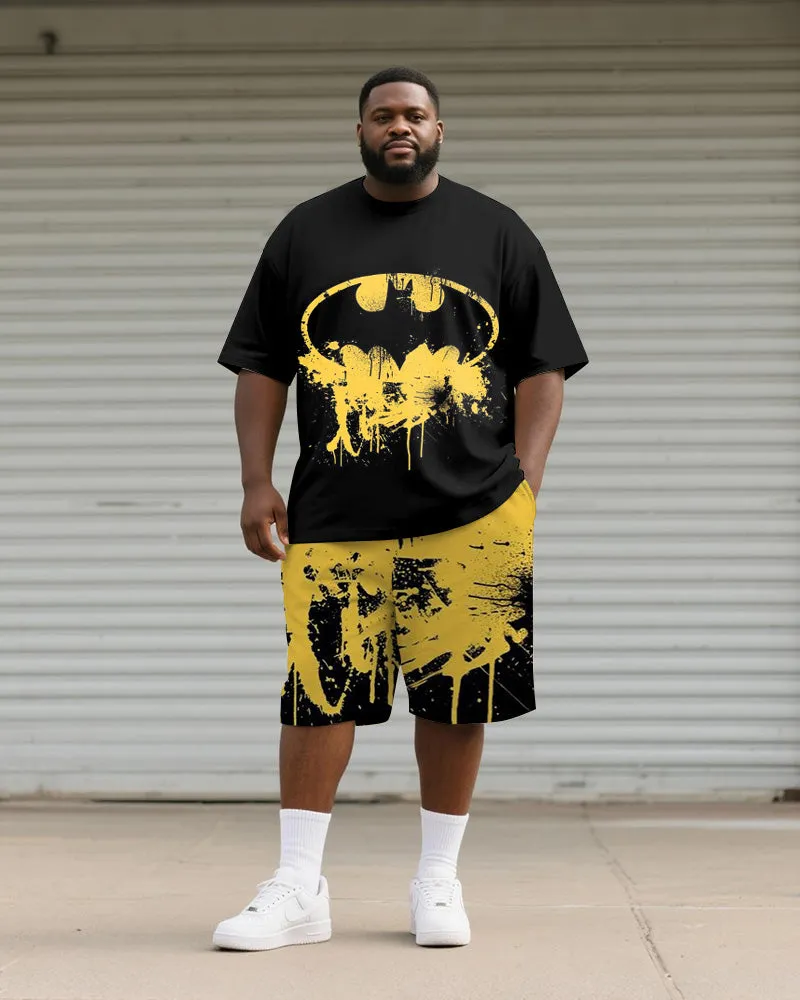 Big & Tall Men's Yellow Graffiti Teeth Print Round Neck Short Sleeve T-Shirt Shorts Suit sold by Biggmans