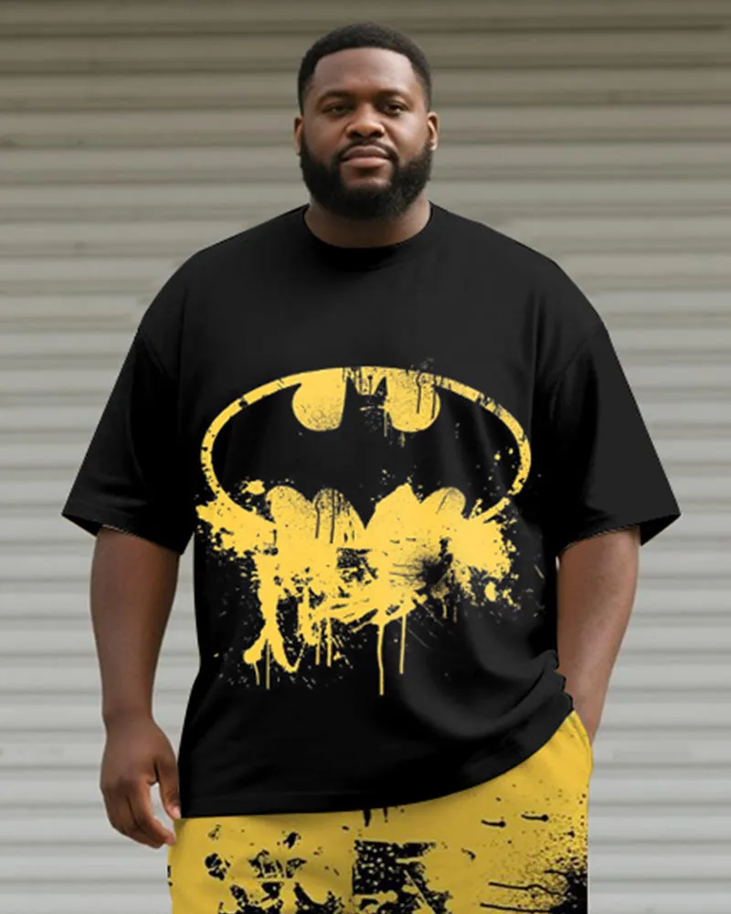 Big & Tall Men's Yellow Graffiti Teeth Print Round Neck Short Sleeve T-Shirt Shorts Suit sold by Biggmans product image thumbnail 2