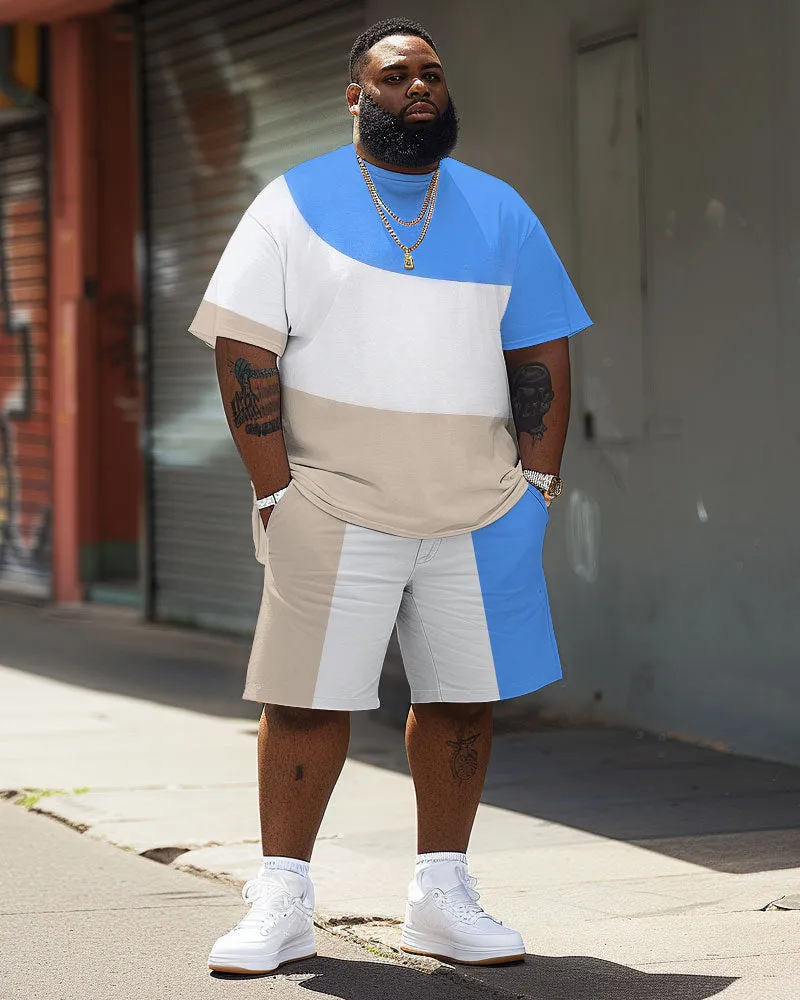 Men's Plus Size Colorblock Short Sleeve T-shirt and Shorts Set sold by Biggmans product image thumbnail 2