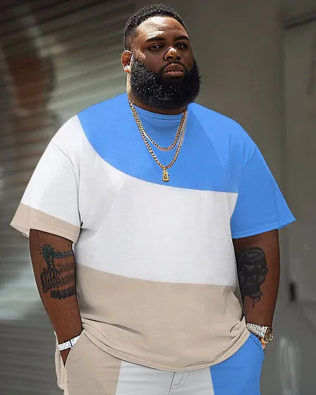 Men's Plus Size Colorblock Short Sleeve T-shirt and Shorts Set sold by Biggmans product image thumbnail 3