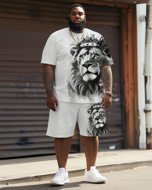 Men's Big and Tall Street Casual Lion King Print T-Shirt Shorts Set sold by Biggmans