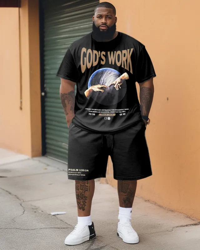 Men's Plus Size God's Work.Psalm 139:14 Two-piece Set sold by Biggmans