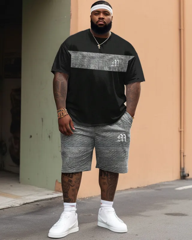 Big Build Guys Casual Simple Gradient Business Short-sleeved Shorts Set sold by Biggmans