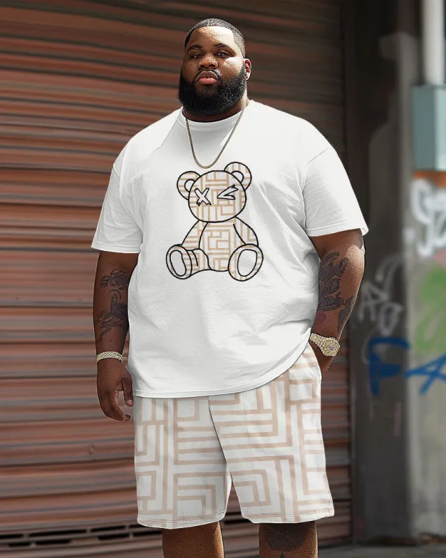 Men's Big & Tall Geometric Bear Print T-Shirt Shorts Set sold by Biggmans