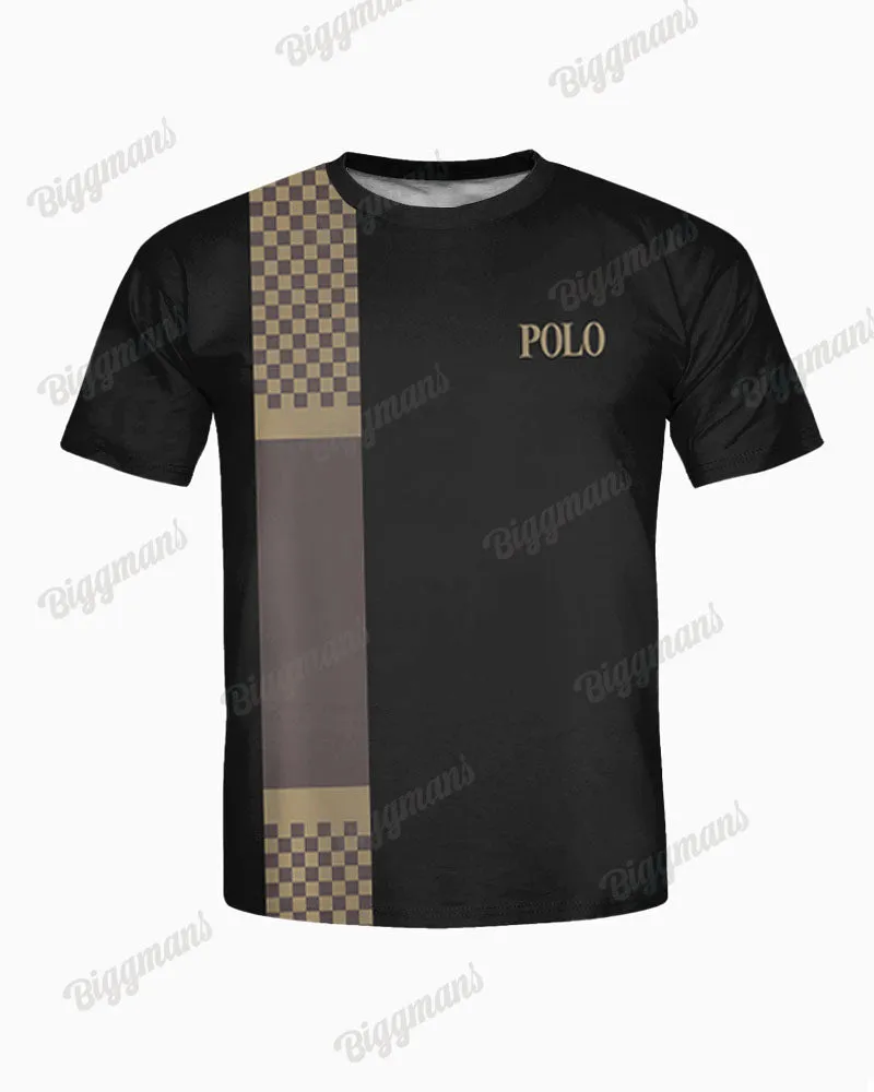 Men's Big Size Simple Plaid Patchwork Letter Printed T-shirt Shorts Set sold by Biggmans product image thumbnail 2