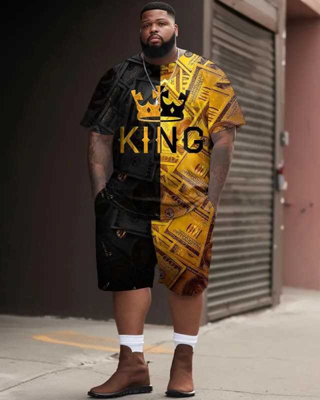 Street Casual Contrast Stitching King Crown Print Large Men's Set sold by Biggmans
