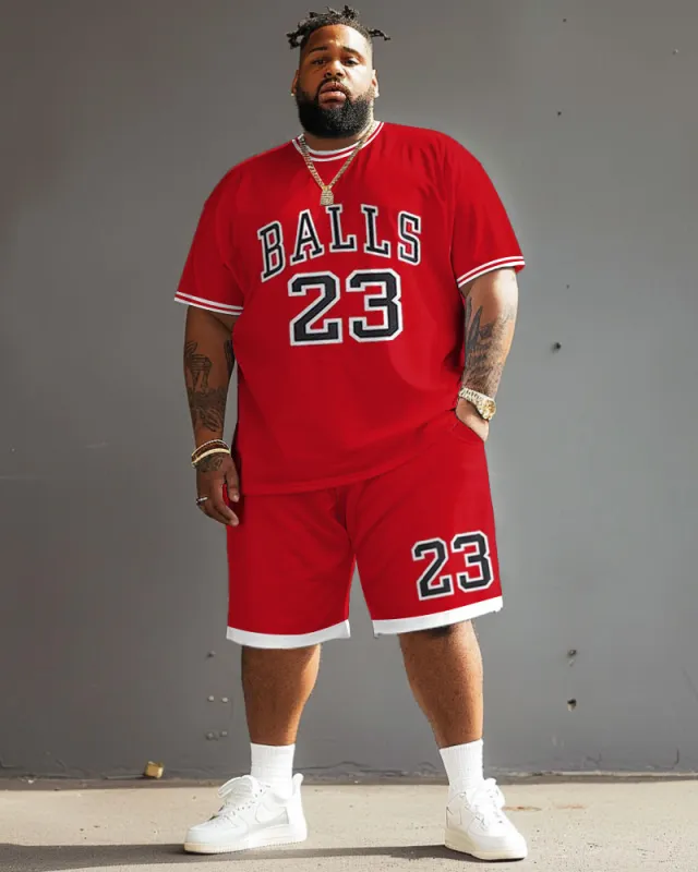 Men's Big & Tall Basketball Print No. 23 T-Shirt Shorts Set sold by Biggmans