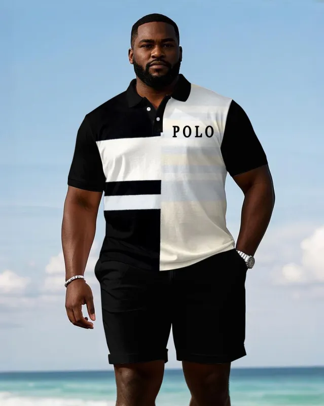 POLO Classic Color Patchwork Short-sleeved POLO Shorts Set Big & Tall Men's sold by Biggmans