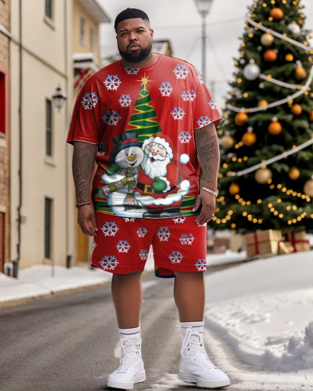 Big Guys Santa Snowflake Elk Short Sleeve Shorts Set sold by Biggmans