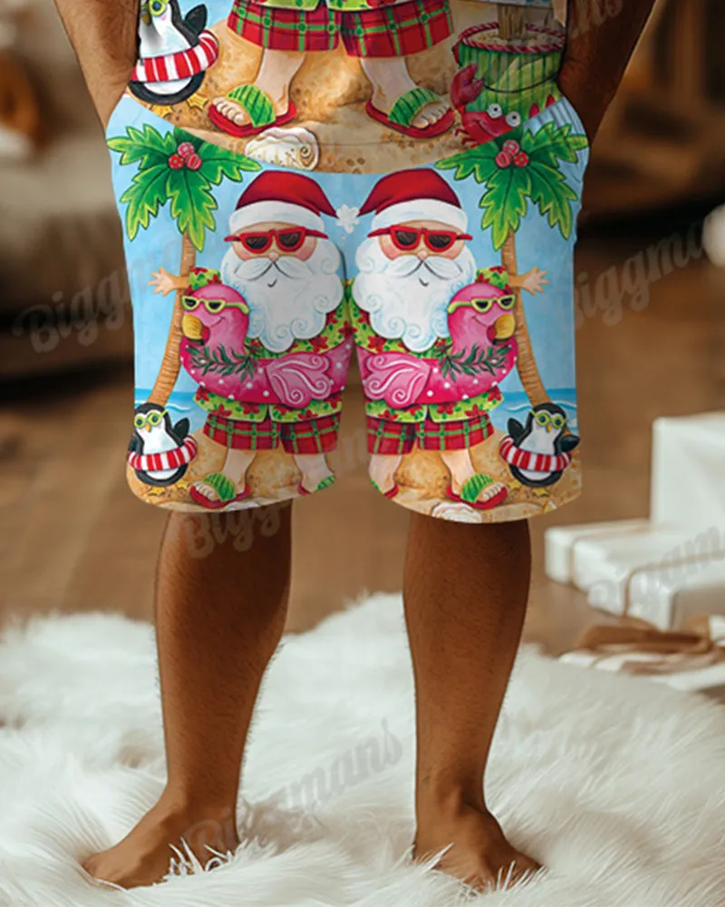 Big Men's Santa Claus Hawaiian Holiday Print T-Shirt Shorts Set sold by Biggmans product image thumbnail 3